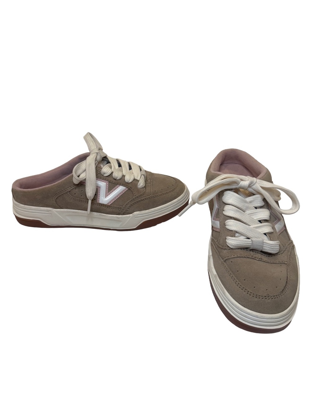 Vans Lowland CC Mule Taupe Pink Suede Backless Lace-Up Sneaker Women’s 7.5 NWOB